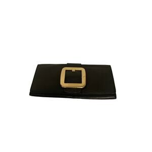 Michael Kors Black Leather Gold Buckle Clutch Hand Bag Pebbled 10.5 x 5 Size